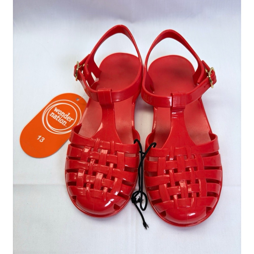 Wonder Nation Jelly Fisherman Sandal Red Kids US 13 PVC Adjustable Buckle SR-571